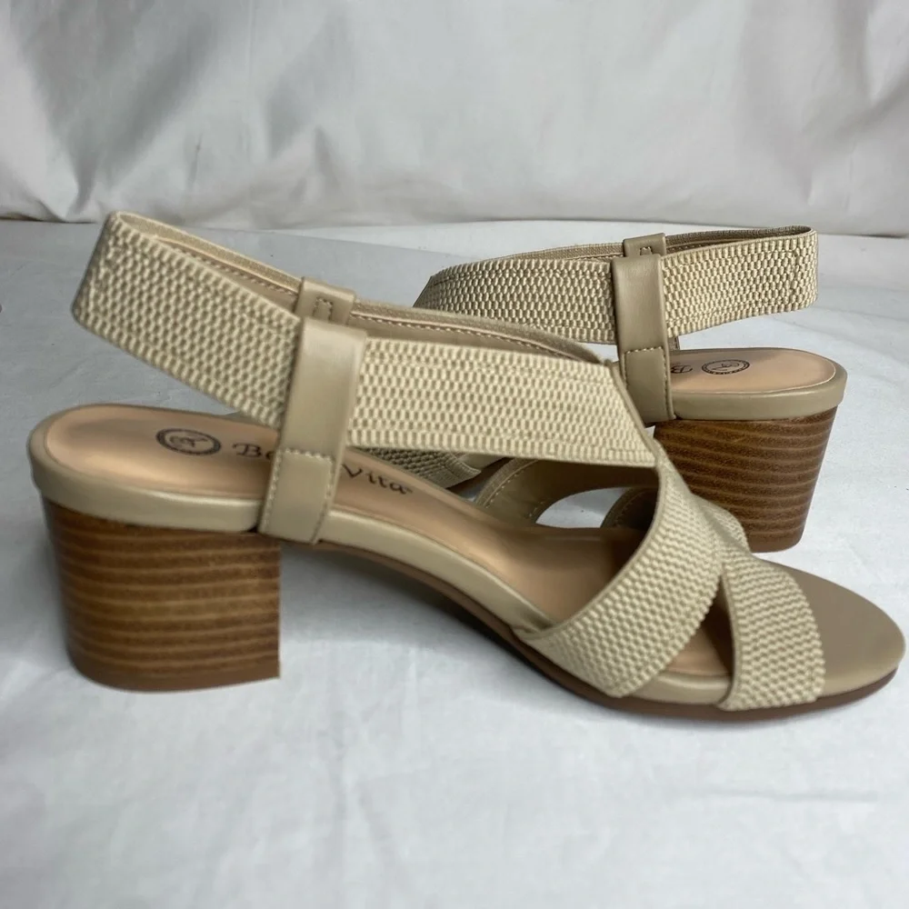 Bella Vita Women Jodi Stretch Natural block heel sandal New Sizes 7.5N & 9M